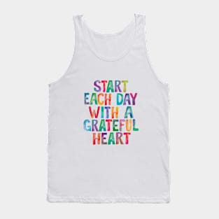 Start Each Day With a Grateful Heart in Rainbow Watercolors Tank Top